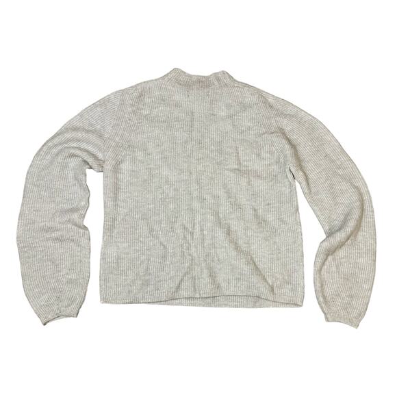 Banana Republic Aire Cropped Puff Sleeves Ribbed Sweater Light Gray Medium Tall - Picture 7 of 8